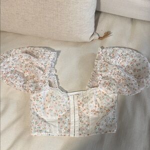 Floral Puff Sleeve Crop Top